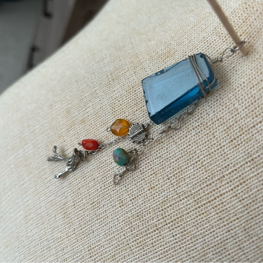 Sea Glass and Branch Boho Pendant - Picture 4 of 13